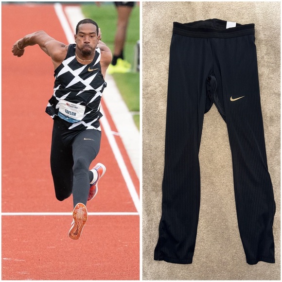 Nike Pro Elite Official Track Field Blk Gold Tights CI1027-000 RARE Made in USA